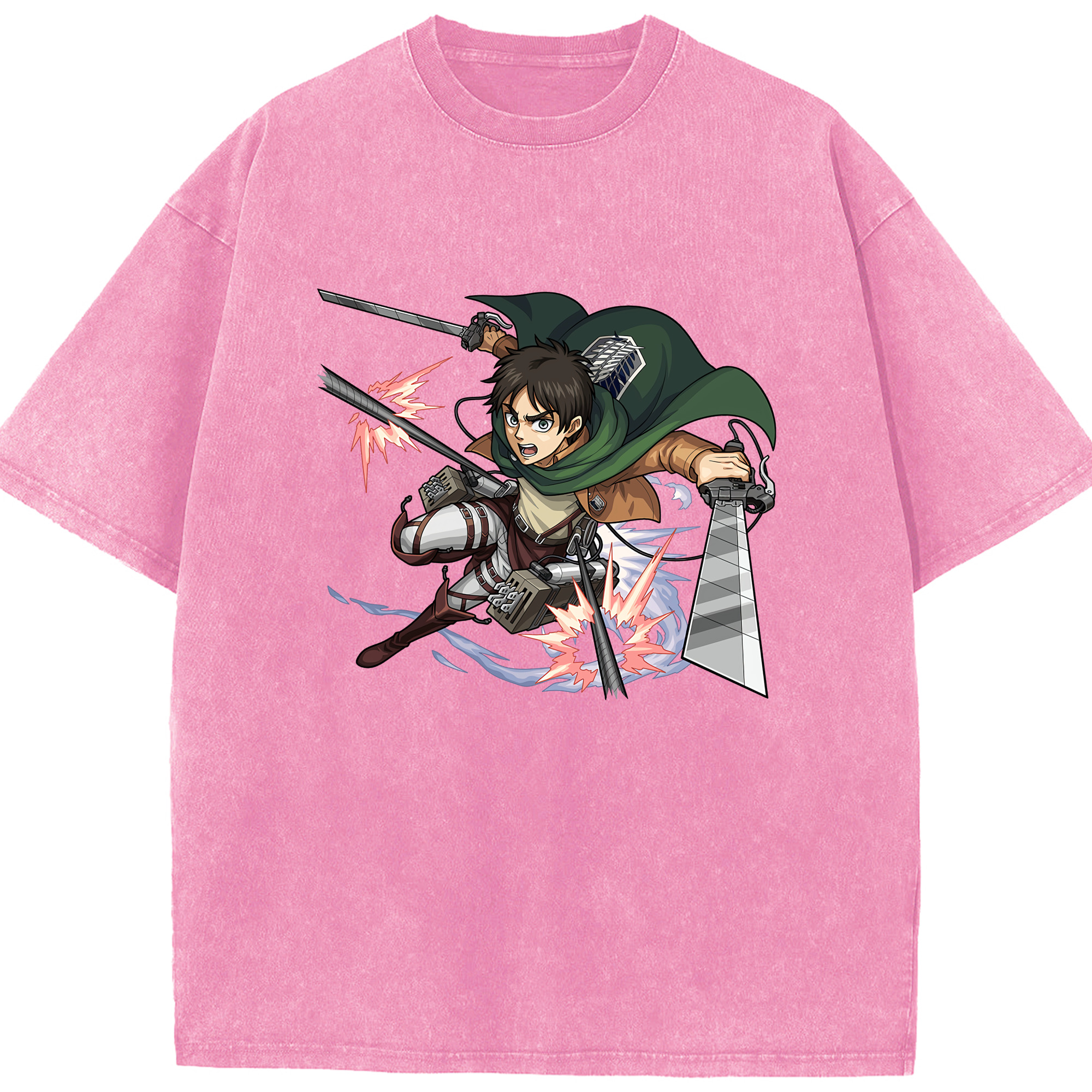 （画像用） 進撃の巨人 エレン･イェーガー Attack on Titan Eren Jäger 綿100% ヴィンテージ風 半袖Tシャツ（フロントプリント）